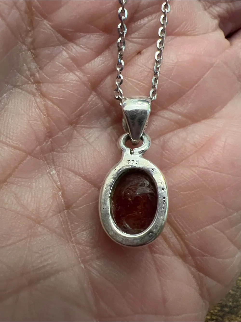 Sterling Silver Oval Pink Tourmaline Pendant  in a 20” 925 Italian chainNecklace